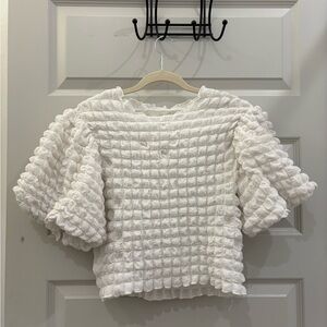 Anthropologie White Textured Blouse